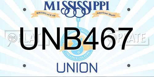 UNB467 Mississippi License Plate