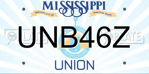 UNB46Z Mississippi License Plate