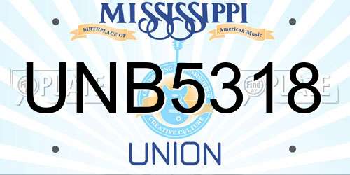 UNB5318 Mississippi License Plate