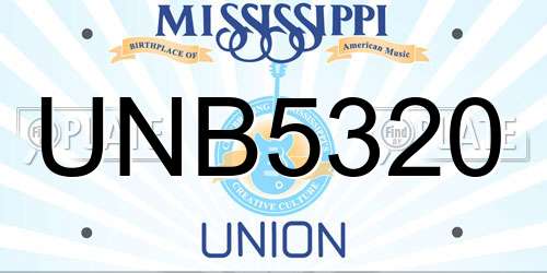 UNB5320 Mississippi License Plate