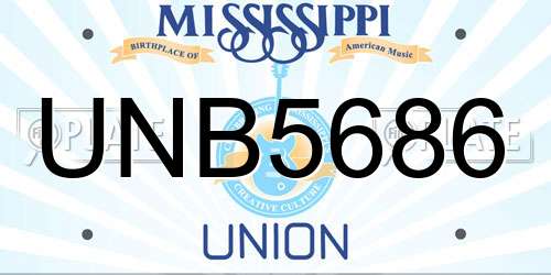 UNB5686 Mississippi License Plate