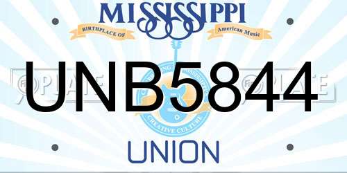 UNB5844 Mississippi License Plate