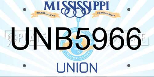 UNB5966 Mississippi License Plate