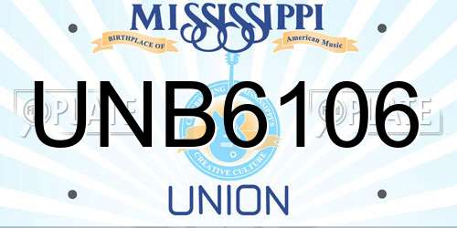 UNB6106 Mississippi License Plate