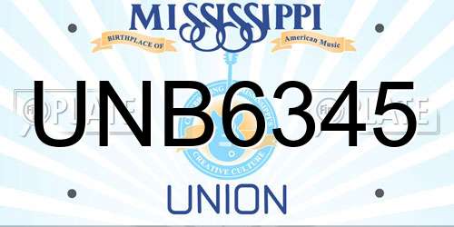 UNB6345 Mississippi License Plate