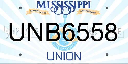 UNB6558 Mississippi License Plate