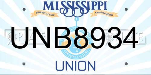 UNB8934 Mississippi License Plate