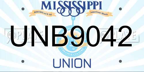 UNB9042 Mississippi License Plate