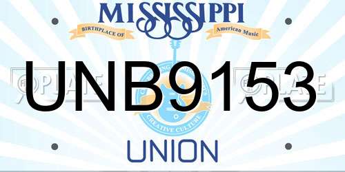 UNB9153 Mississippi License Plate