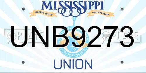 UNB9273 Mississippi License Plate
