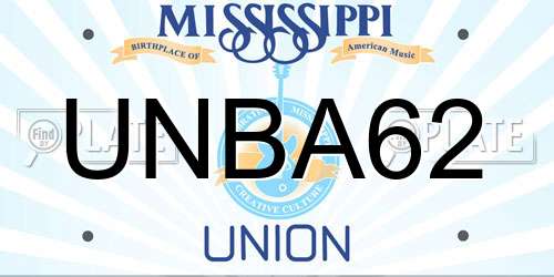 UNBA62 Mississippi License Plate