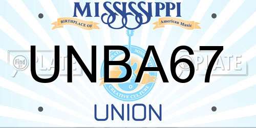 UNBA67 Mississippi License Plate