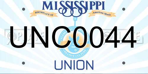 UNC0044 Mississippi License Plate