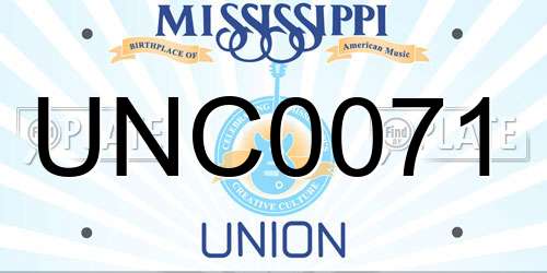 UNC0071 Mississippi License Plate