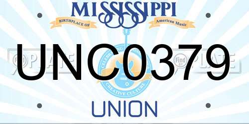UNC0379 Mississippi License Plate
