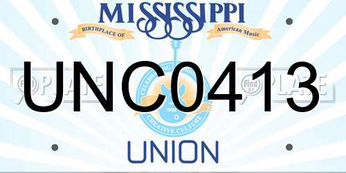UNC0413 Mississippi License Plate