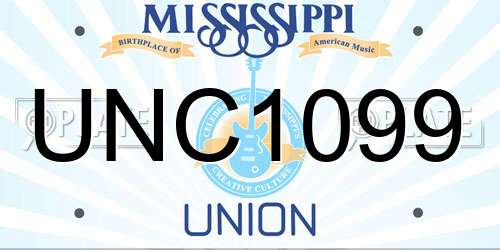 UNC1099 Mississippi License Plate