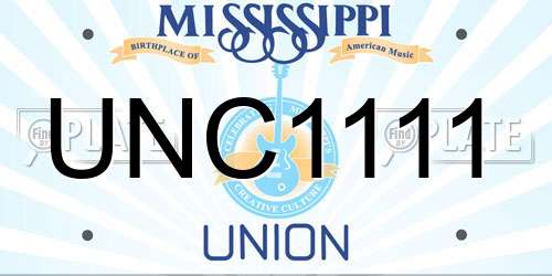 UNC1111 Mississippi License Plate