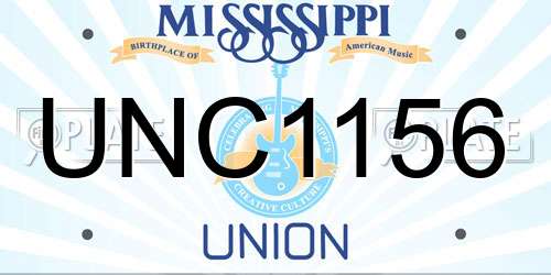 UNC1156 Mississippi License Plate