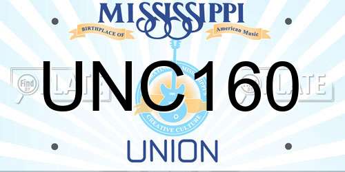 UNC160 Mississippi License Plate