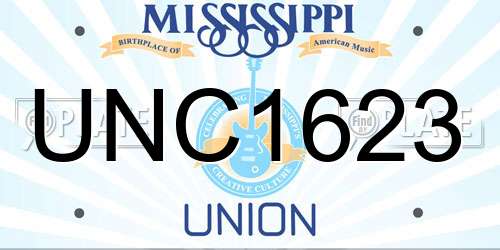 UNC1623 Mississippi License Plate