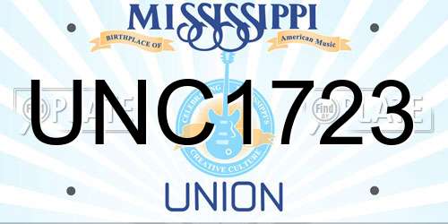 UNC1723 Mississippi License Plate