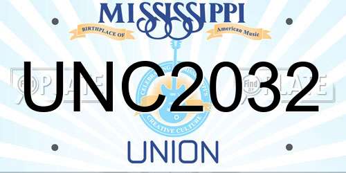 UNC2032 Mississippi License Plate
