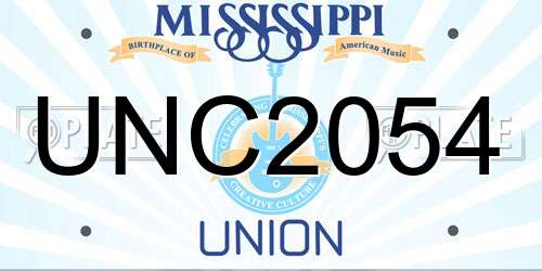 UNC2054 Mississippi License Plate