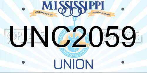 UNC2059 Mississippi License Plate