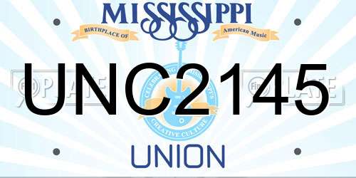UNC2145 Mississippi License Plate