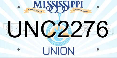 UNC2276 Mississippi License Plate
