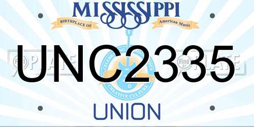 UNC2335 Mississippi License Plate