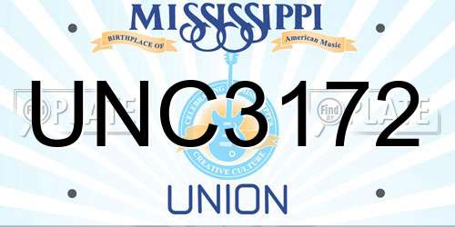 UNC3172 Mississippi License Plate