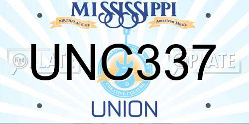 UNC337 Mississippi License Plate