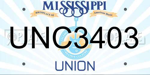 UNC3403 Mississippi License Plate