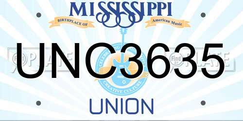 UNC3635 Mississippi License Plate