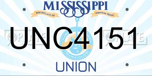 UNC4151 Mississippi License Plate