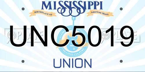 UNC5019 Mississippi License Plate