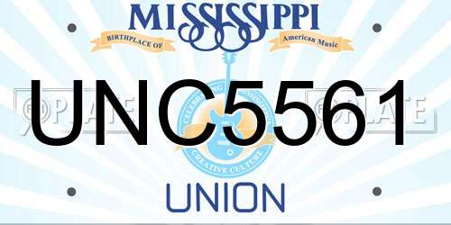 UNC5561 Mississippi License Plate