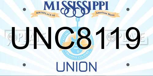 UNC8119 Mississippi License Plate
