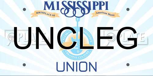 UNCLEG Mississippi License Plate