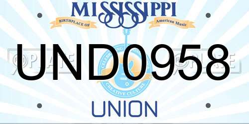 UND0958 Mississippi License Plate