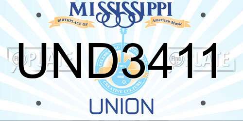 UND3411 Mississippi License Plate