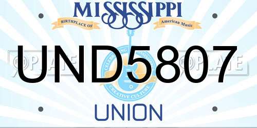 UND5807 Mississippi License Plate
