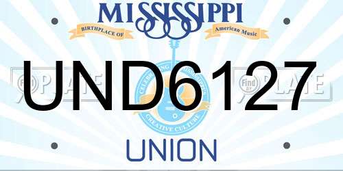 UND6127 Mississippi License Plate