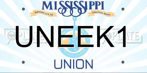UNEEK1 Mississippi License Plate