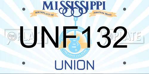 UNF132 Mississippi License Plate