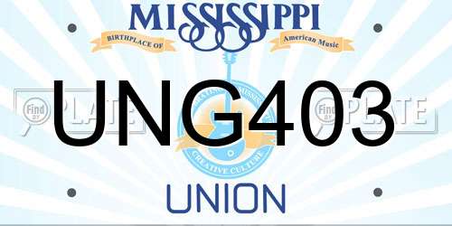 UNG403 Mississippi License Plate