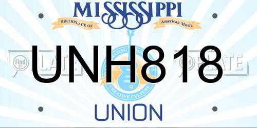 UNH818 Mississippi License Plate