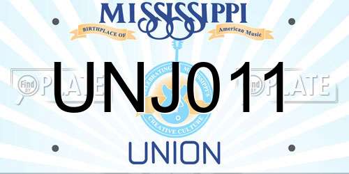 UNJ011 Mississippi License Plate